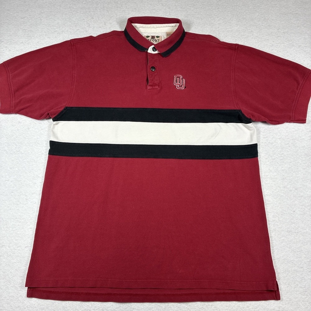 Vintage 90s Oklahoma Sooners Polo XXL 2XL Boa Resort Colorblock Rugby Preppy